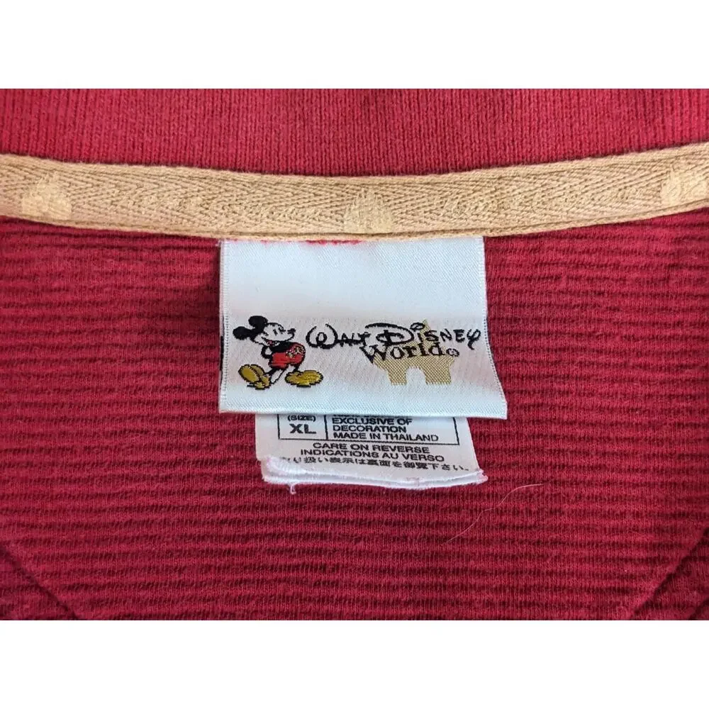 Vintage Disney World Polo XL Size Red Embroidered Disney Theme Parks Mickey